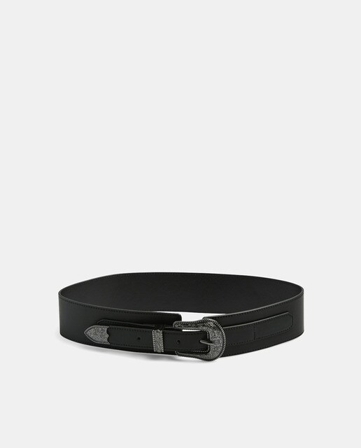 Cinturón de piel troquelado de mujer