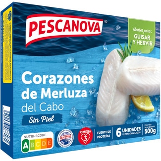 PESCANOVA corazones de filete de merluza 6 unidades estuche 500 g neto escurrido