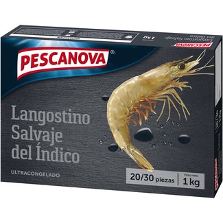 PESCANOVA langostino banana salvaje selección 20-30 piezas estuche 1 kg