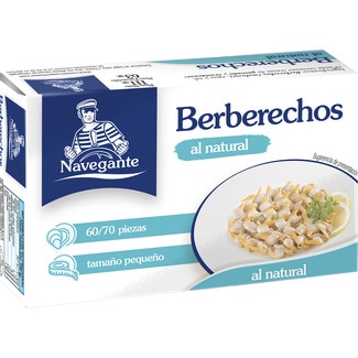 NAVEGANTE berberechos al natural 60-70 piezas lata 63 g neto escurrido