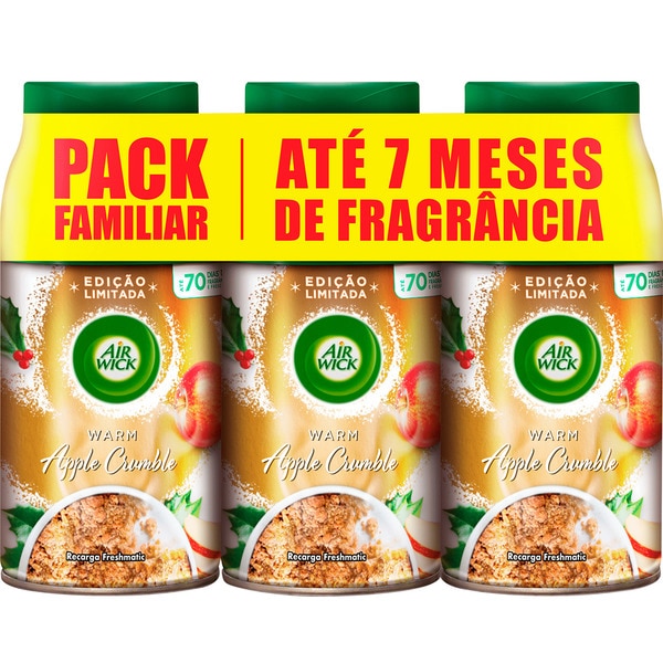 Ambientador Recarga Difusor Freshmatic Apple Crumble embalagem 3 unidades
