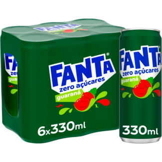 Fanta Refrigerante Guaraná Zero Pack 6 unidades lata 33 cl