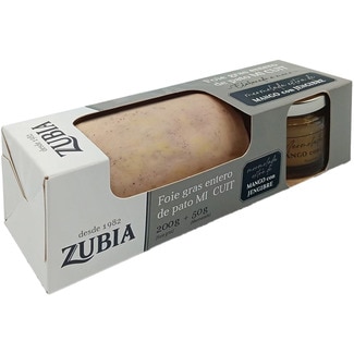 ZUBIA Ganze Enten Foie-gras von der Mi Cuit Ente Behälter 200 g Mangomarmelade mit Ingwer 50 g