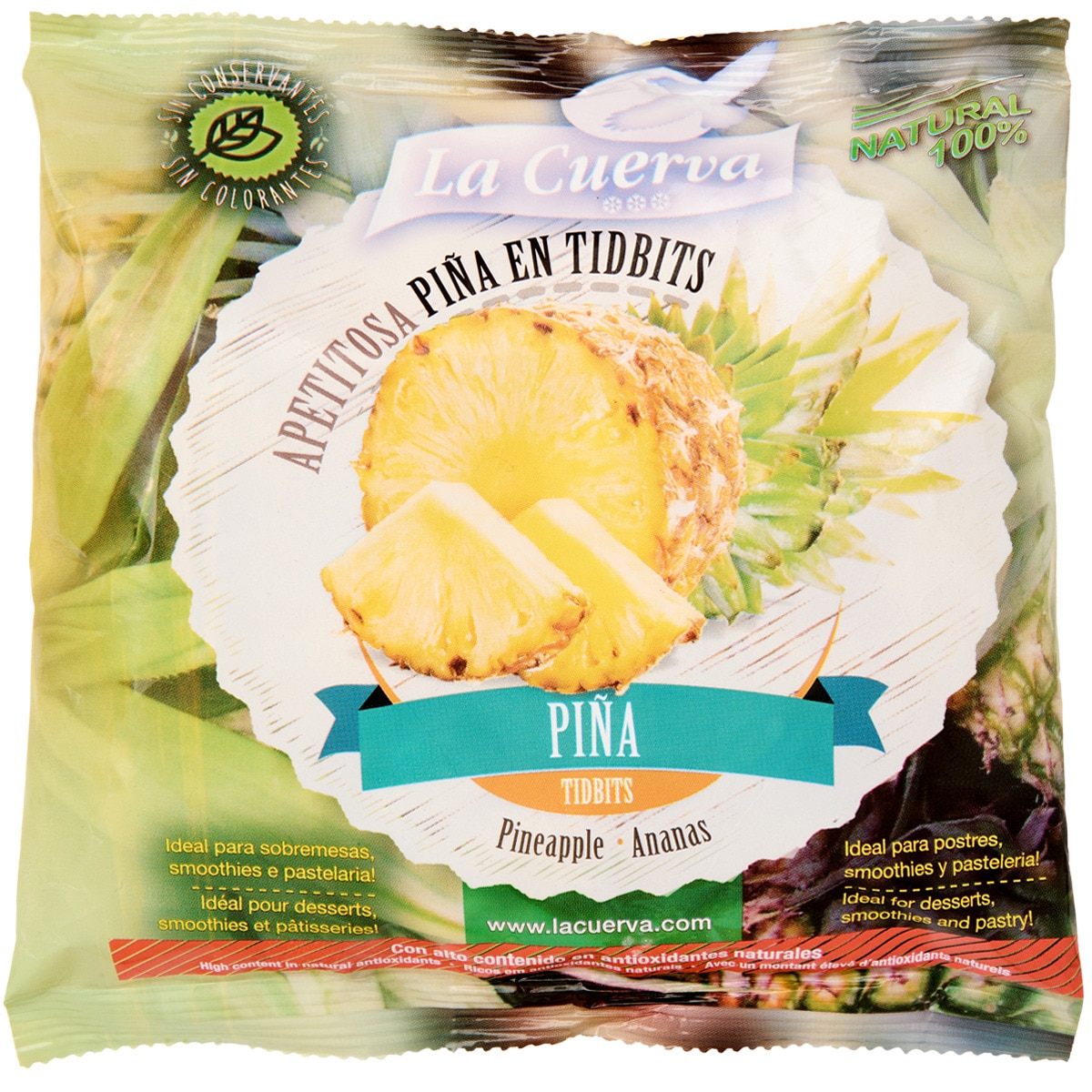 piña en trozos ideal para postres, smoothies y pastelería 100% natural