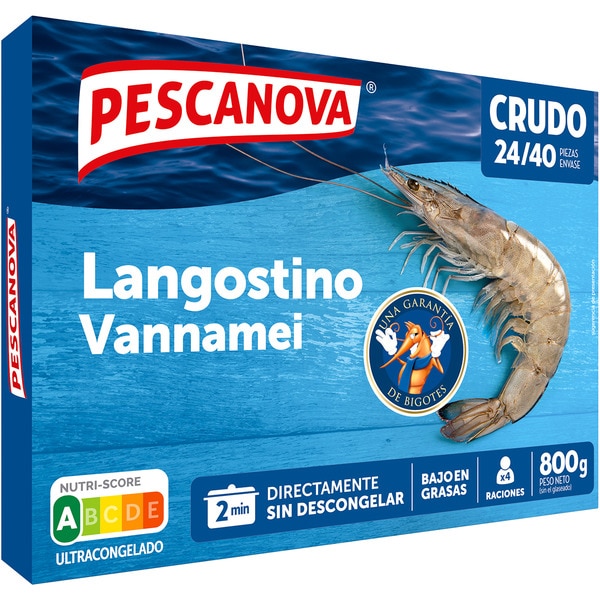 Rodolfos rohe Vannamei Riesengarnelen extra 24-40 Stück Karton 800 g netto Abtropfgewicht