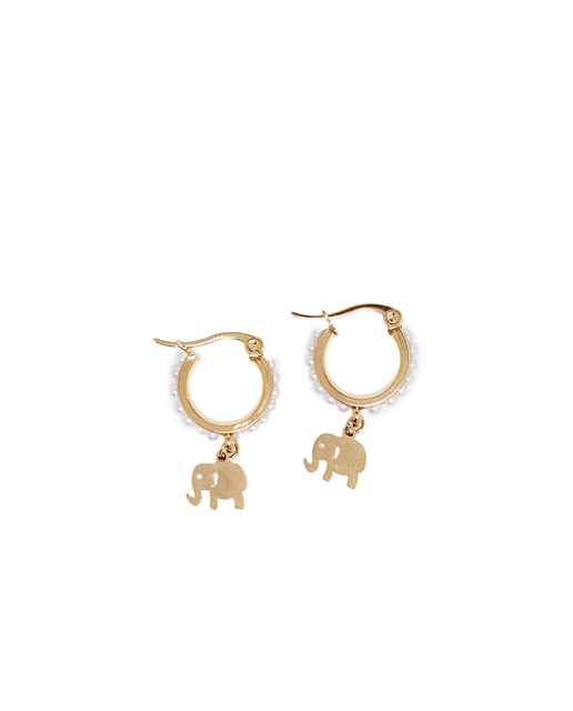 Pendientes Aro Perlitas Elefante Gold