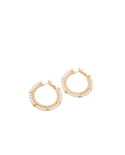 Pendientes aro rizado perlas