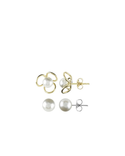 Set de Pendientes flor y perla