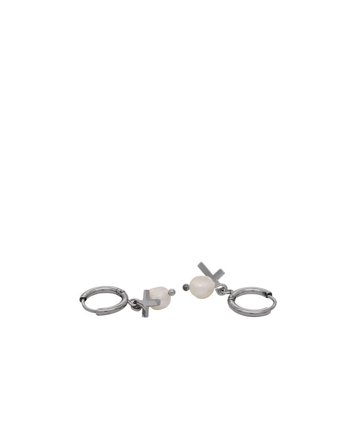 Pendientes Aritos Cruz Perla Silver