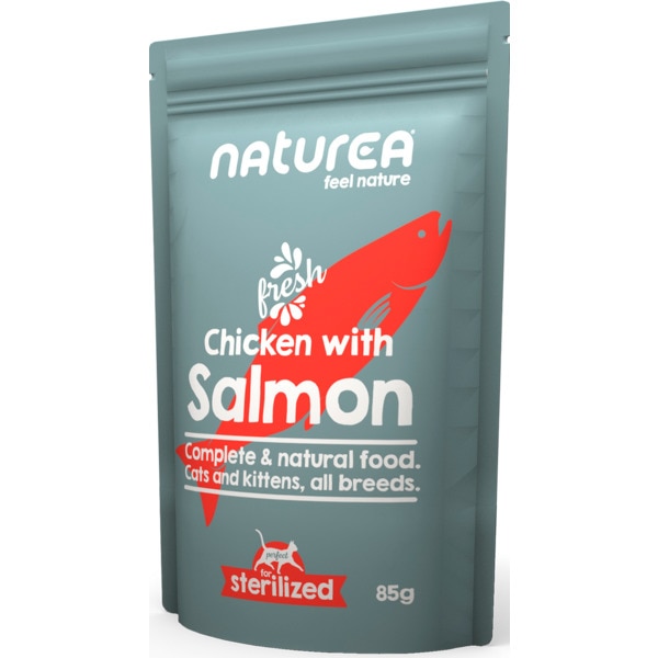 Alimento Húmido para Gato Frango e Salmão embalagem 85 g