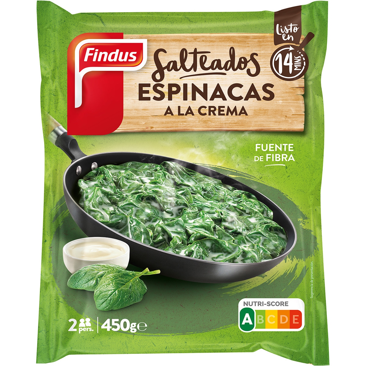 espinacas a la crema tradicionales para microondas y sartén 2 raciones