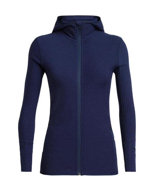 Camiseta térmica merino de mujer Descender LS Zip Hood Icebreaker