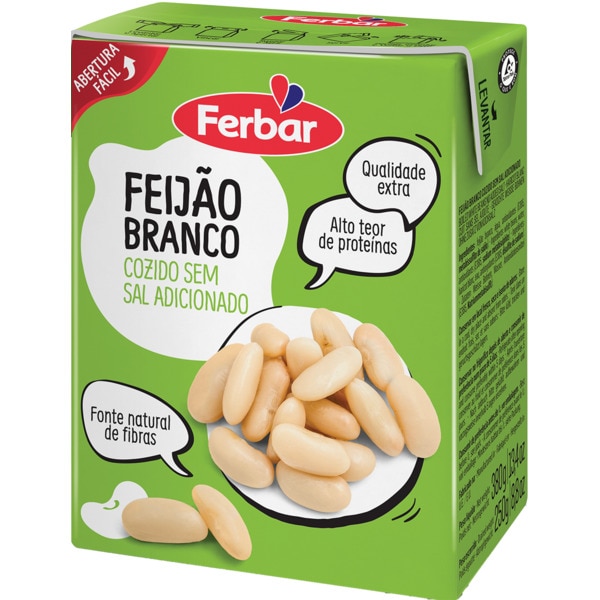 Feijão Branco Cozido sem Sal Adicionado embalagem 380 g