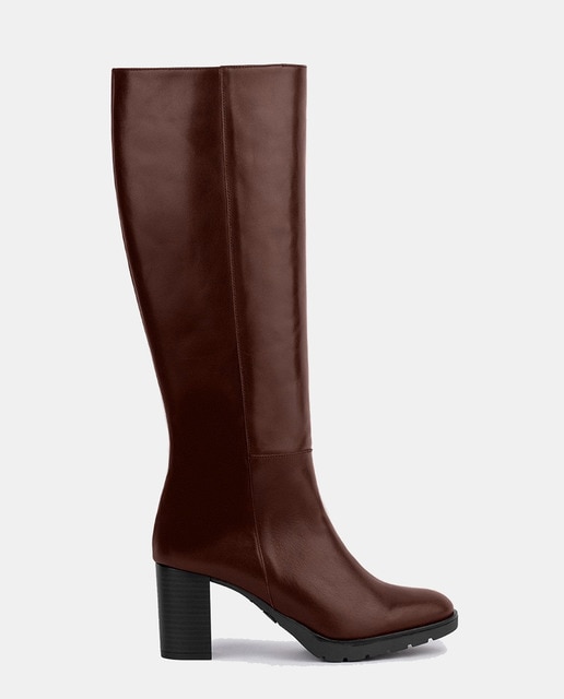 Botas de mujer en piel con tacon de bloque