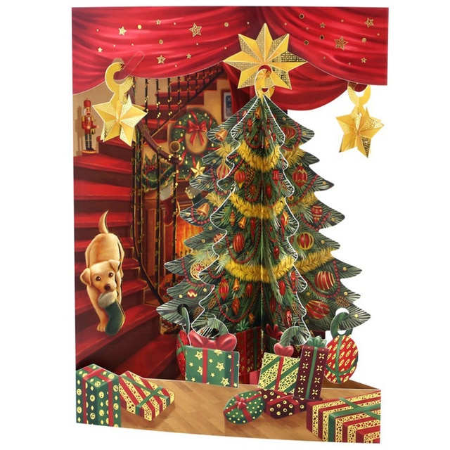 Swing cards arbol de navidad Santoro rojo.