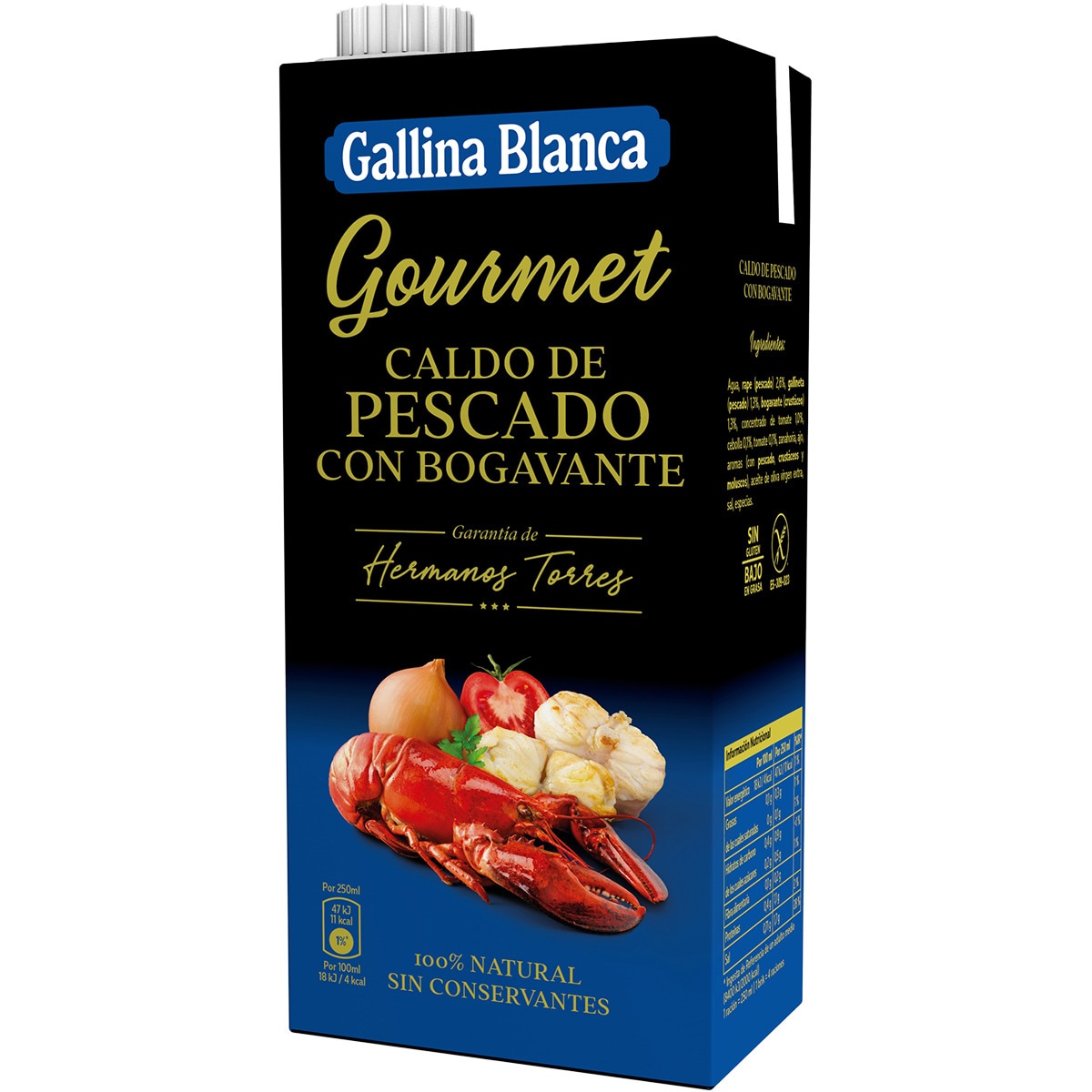 Caldo gourmet de pescado con bogavante sin gluten brik 1 l garantía de Hermanos Torres - Gallina Blanca