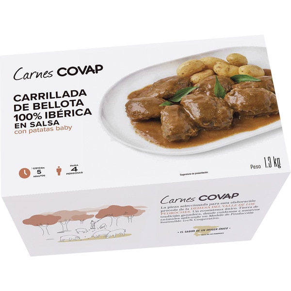 acorn-fed 100% Iberian cheek in sauce with baby potatoes 4 portions container 1,3 kg