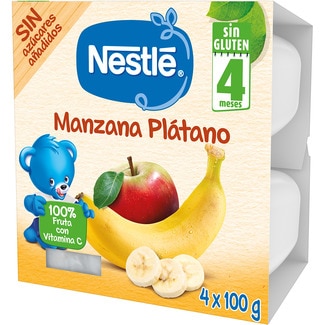 NESTLE tubs of apple and banana gluten-free ages 4+ months 4-pack containers 100 g