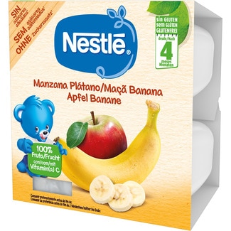 Tarrinas de manzana y plátano sin gluten desde 4 meses pack 4 envases 100 g - Nestle