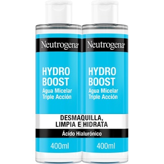 NEUTROGENA Hydro Boost limpiador agua micelar desmaquilla, limpia e hidrata pack 2 frasco 400 ml