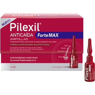 PILEXIL anticaída ForteMax tratamiento eficaz para frenar la caida progresiva del cabello caja 20 ampollas
