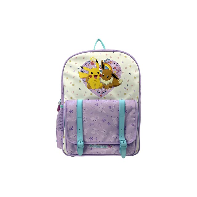 Mochila 42 cm adaptable a carro Pokémon Flowers CyP Brands beige malva multicolor
