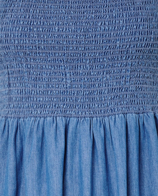Vestido vaquero largo con gomas
