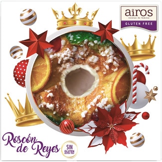 AIROS roscón de Reyes con nata congelado sin gluten envase 550 g