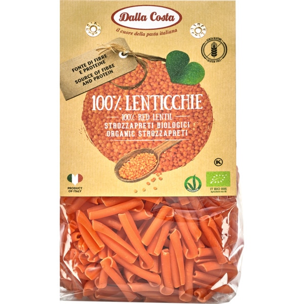 Massa Lentilhas Vermelhas Strozzapreti embalagem 250 g