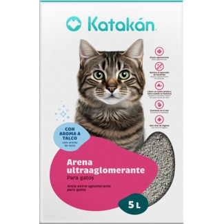 Katakán Areia para Gatos Ultra-Aglomerante Antibacteriano com Perfume Talco embalagem 5 L