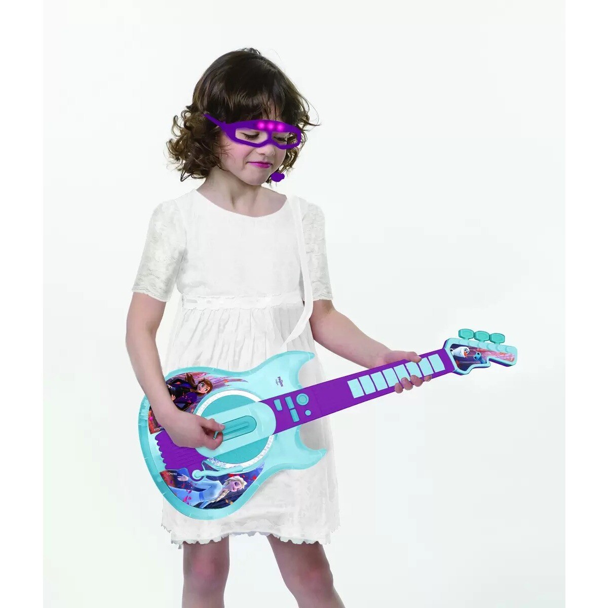 Guitarra Eletrônica Luminosa e Óculos com Microfone Integrado Disney Frozen 2