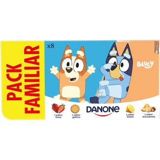 Yogur de sabores 2 fresa+ 2 macedonia+ 2 limón+ 2 galleta sin gluten pack 8 unidades 120 g - Danone