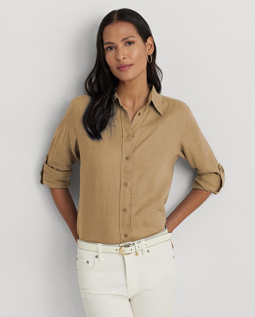 Camisa de mujer de lino lisa