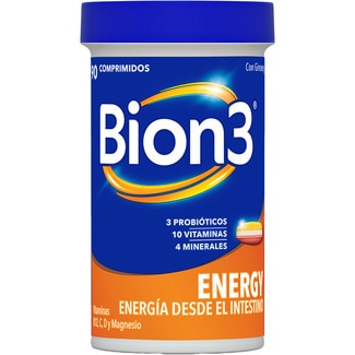 Energy multivitamins with probiotics, Vitamins B12 and C and Magnesium container 90 tablets for physical and mental energy and to reduce fatigue