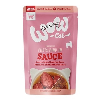 WOW comida húmeda para gatos adultos con vacuno en salsa envase 85 g