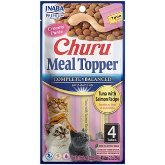 CHURU snack para gatos Meal Topper puré de atún y salmón 4x14g envase 56 g