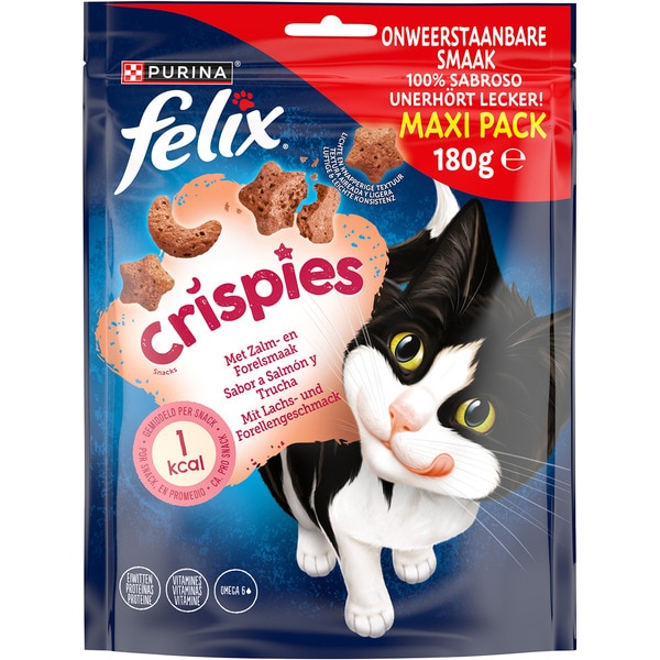 Crispies salmon and trout flavour cat snacks bag 180 g