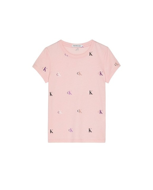 Camiseta de Niña con Microestampado de Manga Corta