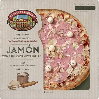 CASA TARRADELLAS slow-fermentation pizza with ham and mozzarella pearls container 400 g