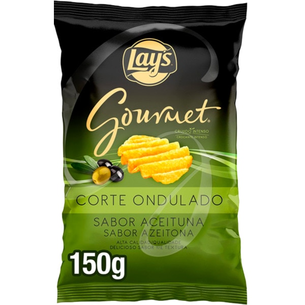 Batatas Fritas Corte Ondulado sabor Azeitona Gourmet embalagem 150 g