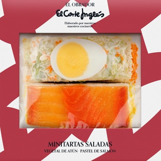 EL OBRADOR EL CORTE INGLES Mini salted cakes 2-pack tray 250 g vegetable with tuna and salmon pie