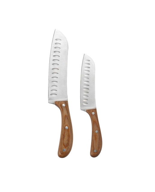 Set 2 cuchillos santoku acacia