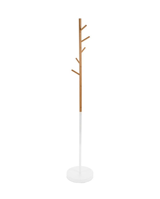 Perchero metal/bambú bl 30x170cm
