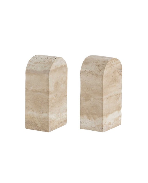 2 Sujetalibros travertino 7x5x14 cm
