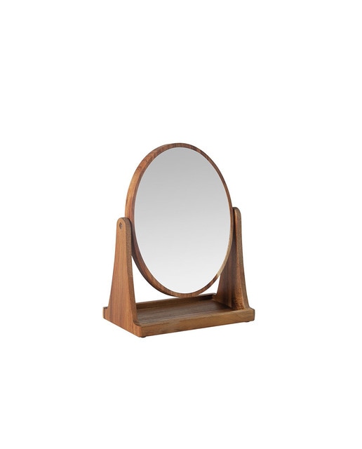 Espejo pie oval acacia 16x10x21,5