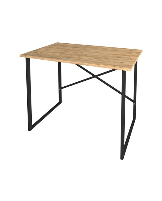 Mesa escritorio mesa de ordenador estilo industrial estructura metálica negra y tablero melamina roble safir