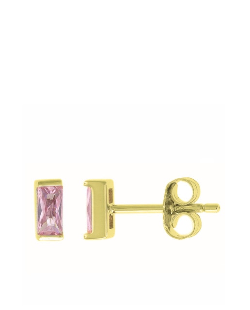 Pendientes  rectangle rosa  zirconium