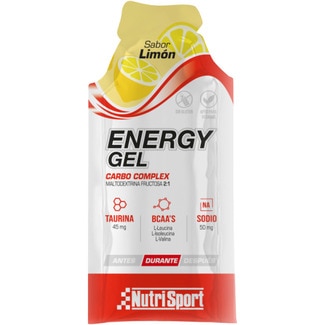 NUTRISPORT energy gel with taurine, BCCAs and sodium lemon flavour, gluten-free and vegan container 35 g