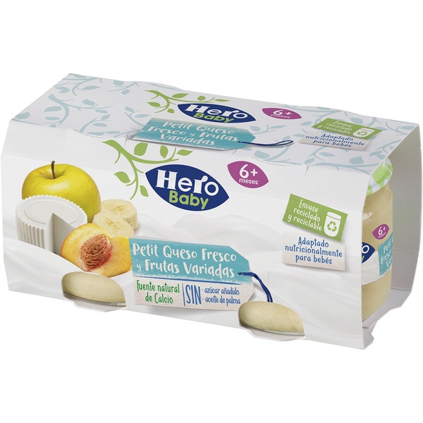 Petit de queso fresco y frutas variadas desde 6 meses pack 2 80 g sin azúcar añadido