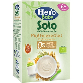 HERO SOLO papilla de multicereales ecológica 0% azúcares añadidos desde 6 meses envase 300 g